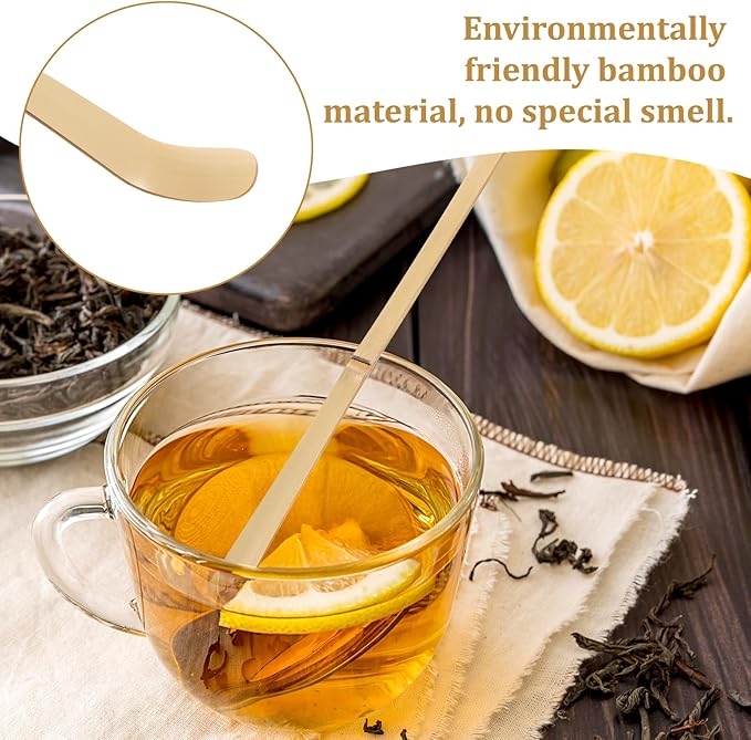 Matcha Scoop Bamboo, 19cm/7.4in Japanese Chashaku Hooked Green Tea Scoops Natural Bamboo Tea Scoop Ceremony Accessories for Coffee, Teas and Espresso