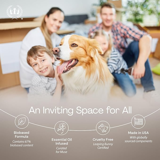 Muse Apothecary Home Ritual Active Odor Eliminator Spray - Furniture Deodorizer Spray & Bathroom Odor Eliminator for Home - Essential Oil Air Freshener - 4oz, Tonka Bean + Amber + Warm Cedarwood