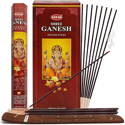 Shree Ganesh Incense Sticks and Incense Stick Holder Bundle Insence Insense Hem Incense Sticks