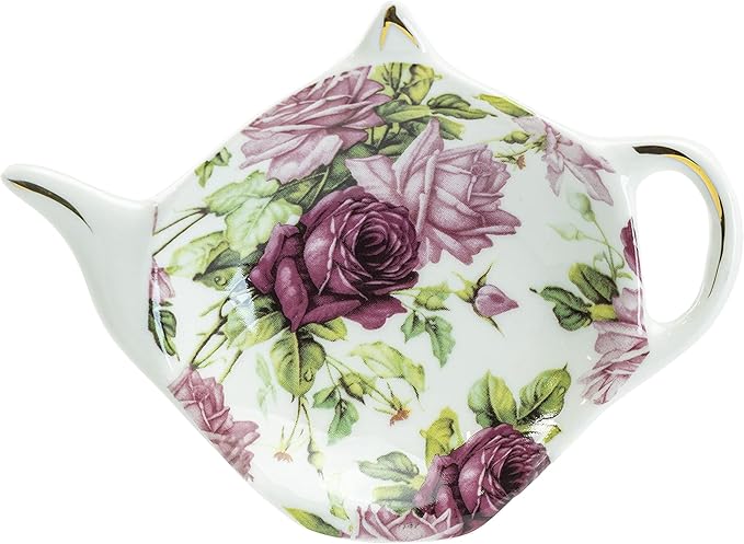 Gracie China Tea Bag Caddy Holder, Set of 4 (Rose Chintz)
