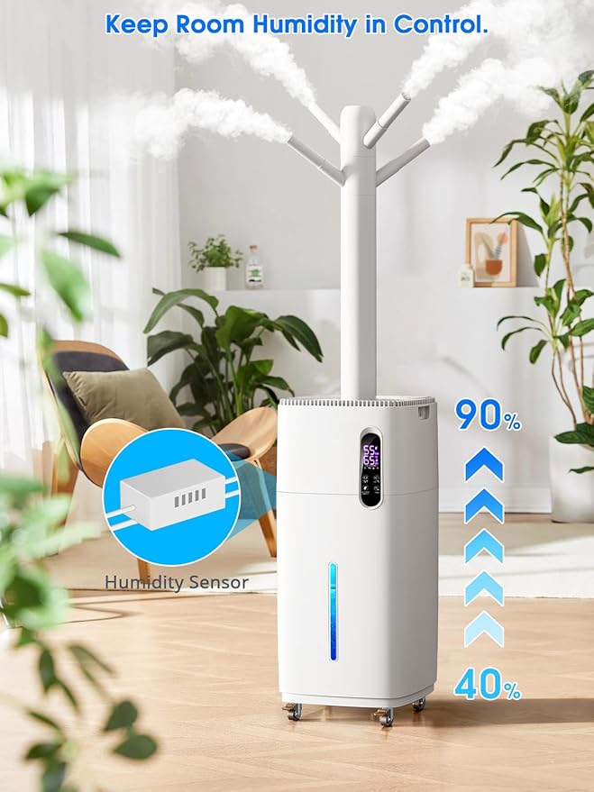 26L/5.7Gal Humidifier Large Room 3000 ft², Supersized Cool Mist, 38H Quiet Humidifiers for Bedroom, 2000mL/h Mist Output, Touch/Remote Control, Humidifiers for Home, Whole House, Plant, White