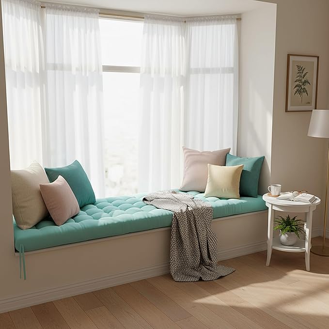 Long Floor Cushion Large Floor Cushion with Brushed Cotton 74.8 x 27.5 x 3.15 in Jumbo Lounger Pillow for Outdoor Indoor Bay Window Meditation Yoga Reading Sleeping(Cyan)