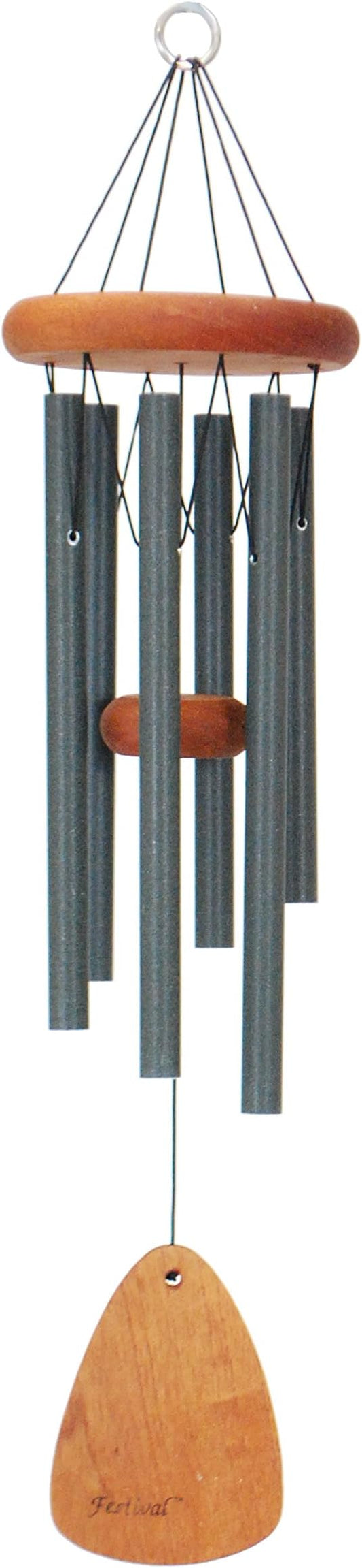 Festival 24-inch Redwood Wind Chime w/Customization in Forest Green by Wind River for Patio, Backyard, Garden, and Outdoor décor. Made in The USA