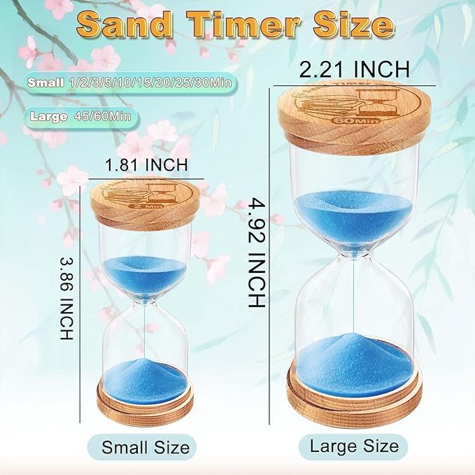 CNCJ Wooden Hourglass Sand Timer, 10 Minute Blue Sand Watch Reloj De Arena for Desk Decor Kitchen Classroom Office Study Home Decoration