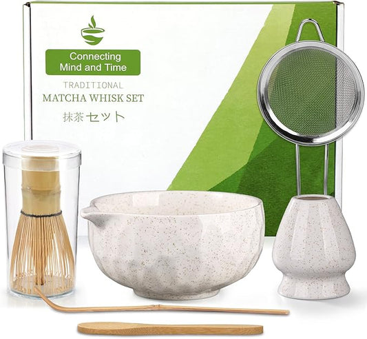 Matcha whisk Sets,Japanese Matcha Set,Matcha Bowl with Spout,Matcha Whisk and Holder,Bamboo Scoop,Sifter - 6 Pcs Tea Set for Matcha Lover,Tea Ceremony,Thanksgiving,Christmas gifts(Blue)