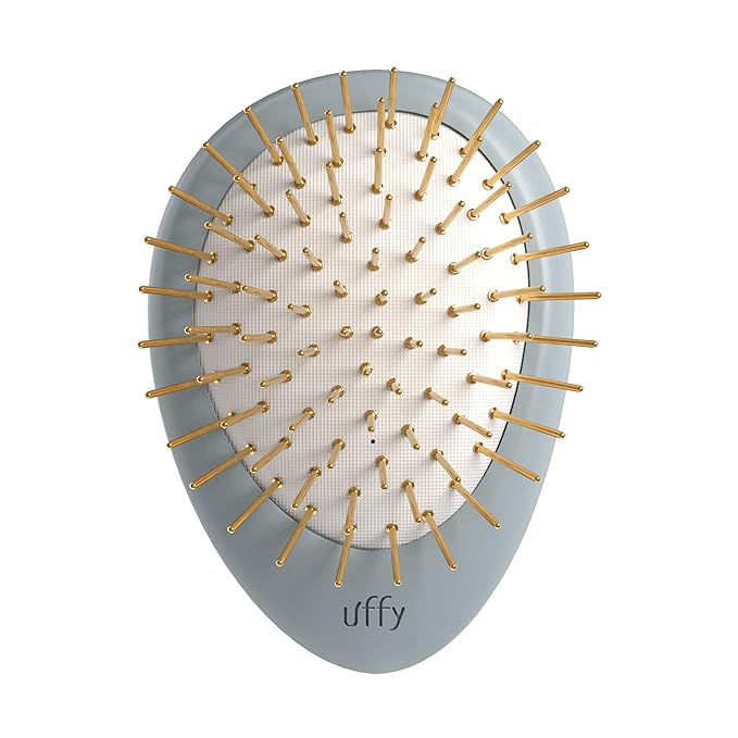 Uffy Acubrusher – 24K Gold-Plated Gua Sha Hair Brush - Ergonomic Scalp Massager for Dandruff & Hair Growth, Suitable for All Hair Types - Ideal Gift Choice in Sky Blue