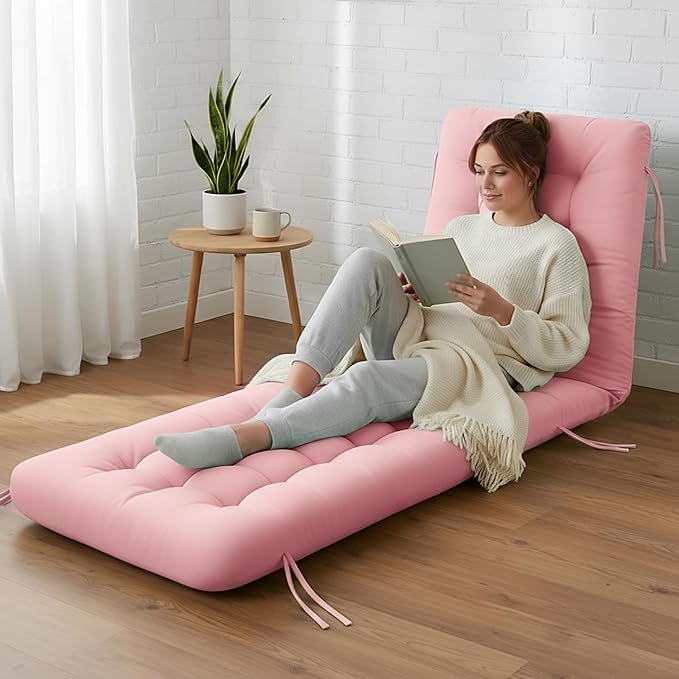 Long Floor Cushion Large Floor Cushion with Brushed Cotton 74.8 x 27.5 x 3.15 in Jumbo Lounger Pillow for Outdoor Indoor Bay Window Meditation Yoga Reading Sleeping(Pink)