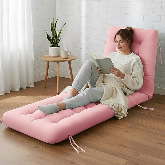 Long Floor Cushion Large Floor Cushion with Brushed Cotton 74.8 x 27.5 x 3.15 in Jumbo Lounger Pillow for Outdoor Indoor Bay Window Meditation Yoga Reading Sleeping(Pink)