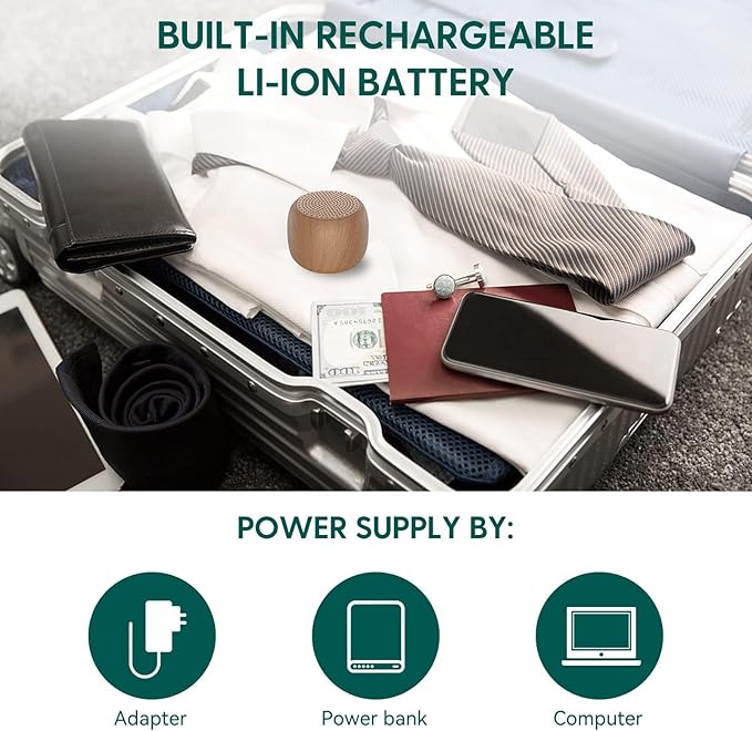 Babelio White Noise Sound Machine for Adults Kids Baby, Mini, 15 Non-looping Sounds, Timer, Memory Function, Easy to Pocket and Travel Wood 2 Pack