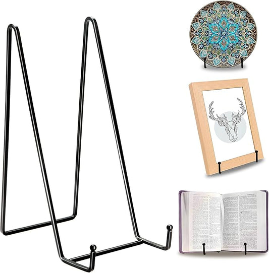 Birity 5PACK 10 Inch Square Black Metal Display Stands Plate Holder Display Stands for Picture, Decorative Plate, Book, Photo Easel, Artistic Work,Decorative Plate,Photo and Platter,Tabletop Art