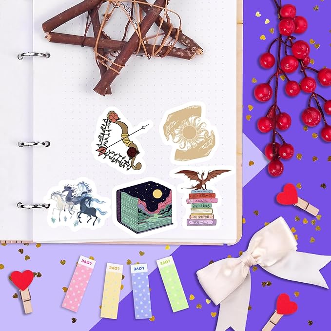 BulbaCraft 100Pcs Fantasy Book Stickers for Water Bottle and Laptop - Fantasy Book Party Favors & Decorations, Waterproof Vinyl Decals, Gifts for Women & Men