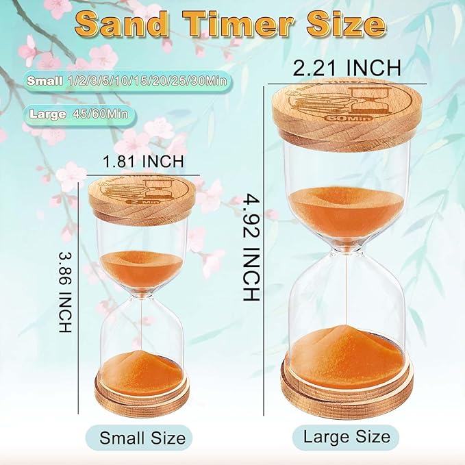 CNCJ 60 Minute Wooden Sand Timer, Hourglass Orange Small Sand Clock Reloj De Arena for Desk Decor Kitchen Classroom Office Study Home Decoration