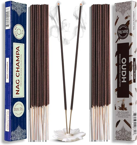 Trumiri Incense Sticks - Combo Pack of 35 Insence-Sticks - 15 Nag Champa + 20 Oud - Insenses - Insents - Incents - Inscense - Incence - Incienso - All Natural Incense Sticks