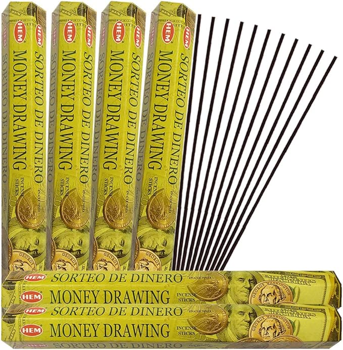 TRUMIRI Money Drawing Incense Sticks & Holder Bundle: 120pcs (6pk x 20pcs) Natural, Herbal Incense for Home Fragrance, Stress Relief, Meditation & Spiritual Decor