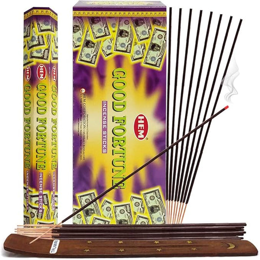 Good Fortune Incense Sticks and Incense Stick Holder Bundle Insence Insense Hem Incense Sticks