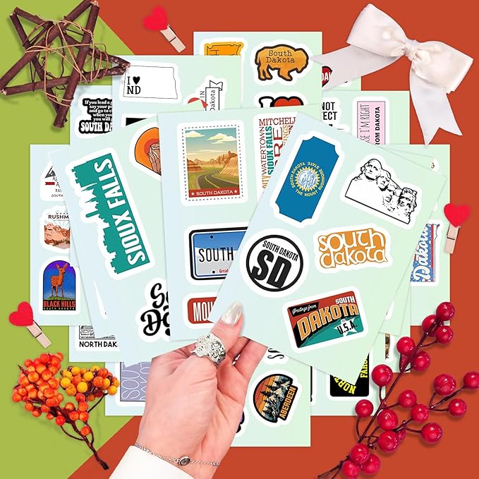 BulbaCraft Dakota Stickers for Water Bottle and Laptop - Dakota Party Favors & Decorations, Waterproof Vinyl Decals, State Pride and Icon Stickers, Gifts for Women & Men