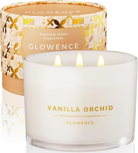 Luxury Vanilla Scented Candle - Large 3 Wick Jar Candle - Elegant Gift for Women & Men - 100% Natural Soy Wax - Up to 40 Hours Burning Time - Housewarming Aromatherapy Candle for Home