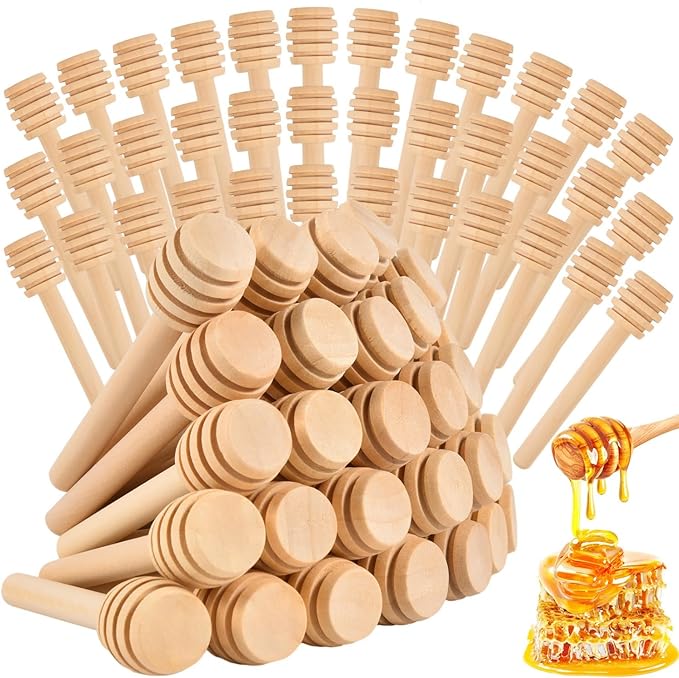 200 PCS Wooden Honey Dipper Sticks, 3 Inch Honey Sticks Mini Honeycomb Sticks, Mini Honey Dipper Honey Stirrers for Honey Jar Dispense Drizzle Honey and Wedding Party Favors Gift