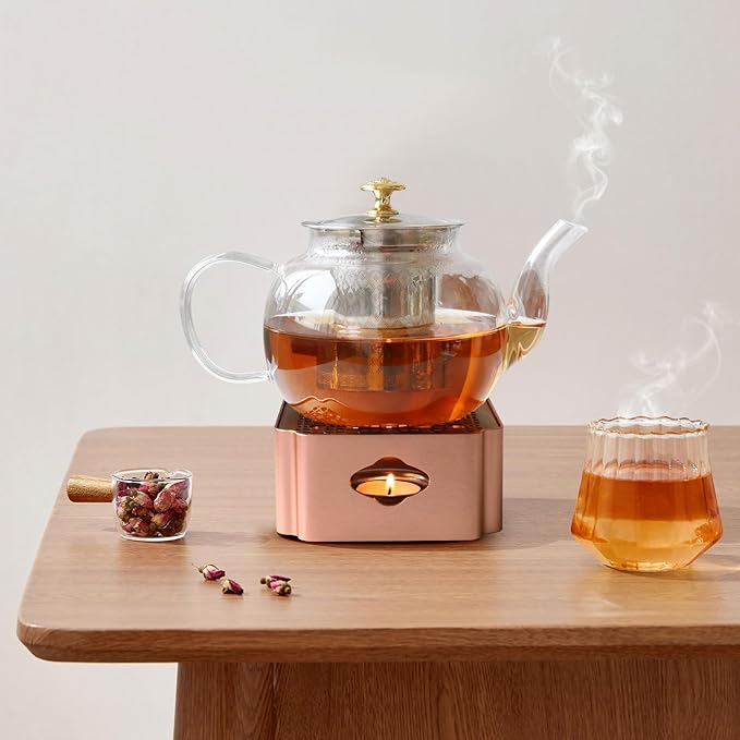 Unique-Design Tea Warmer, Detachable Teapot Warmer Base, Small Heater for Tea, Coffee, Milk, and Wax Melts, Includes Tealight Holder