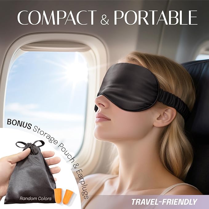 OLESILK Silk Sleep Eye Mask Blindfold with Double Layer Silk Filling for Full Night's Sleep, Luxury Eye Cover Eyeshade for Women Men with Travel Bag and Ear Plugs, Taupe