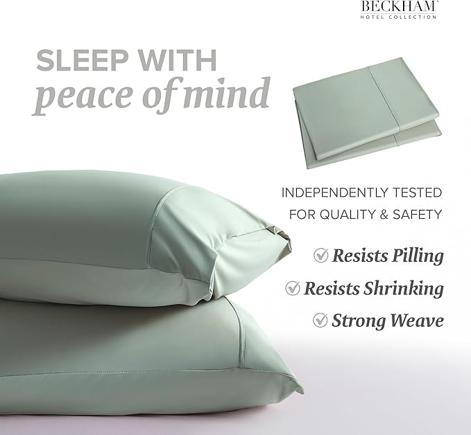 Beckham Hotel Collection Cooling Pillowcases for Hot Sleepers, Standard/Queen Size Set of 2, Cool Bedding, Envelop Closure, Silky Soft, Breathable, Moisture-Wicking, Gray
