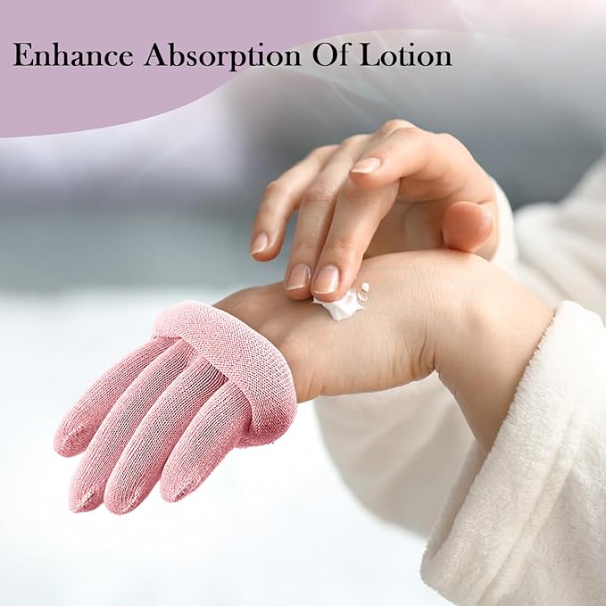 MIG4U Moisturizing Beauty Gloves Touchscreen Overnight Sleeping Glove for Women Dry Hands, Nighttime Lotion, Eczema, SPA, Cosmetic Treatment, Pink 3 Pairs Size L/XL