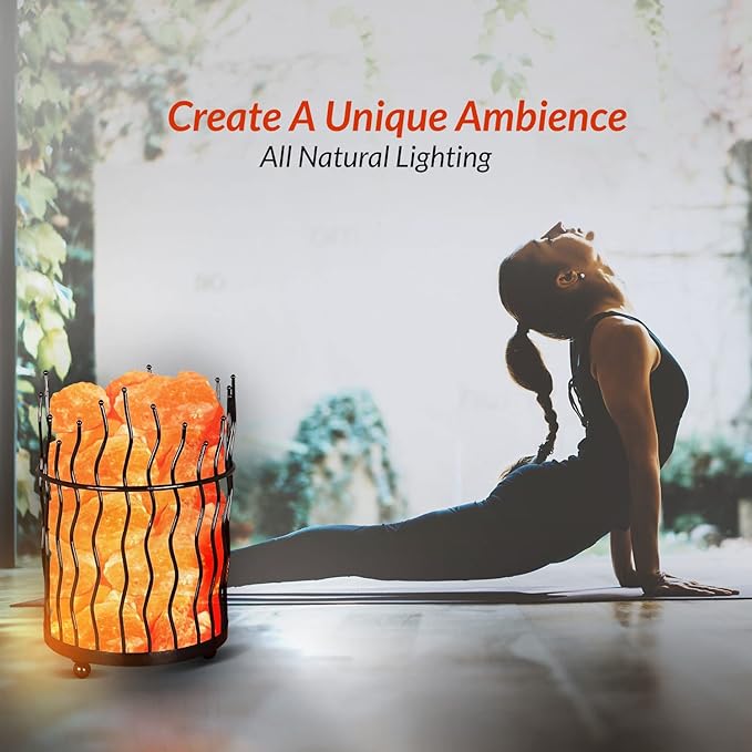 Himalayan Glow Pillar style Salt Basket Lamp with salt chunks, Himalayan Salt lamp with Touch Dimmer Control, Amber Glow, Idle for Home, Offices, and Dorm Decor