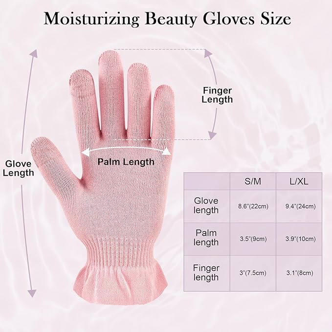 MIG4U Moisturizing Beauty Gloves Touchscreen Overnight Sleeping Glove for Women Dry Hands, Nighttime Lotion, Eczema, SPA, Cosmetic Treatment, Pink 3 Pairs Size S/M