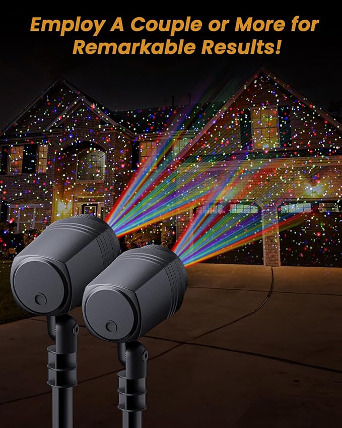 Christmas Laser Lights Outdoor, RGB (Red, Green, Blue) Light Projector with RF Remote and Timer for Parties & Wedding, Brighter Projection Lights for Christmas, Holidays and Garden Decor