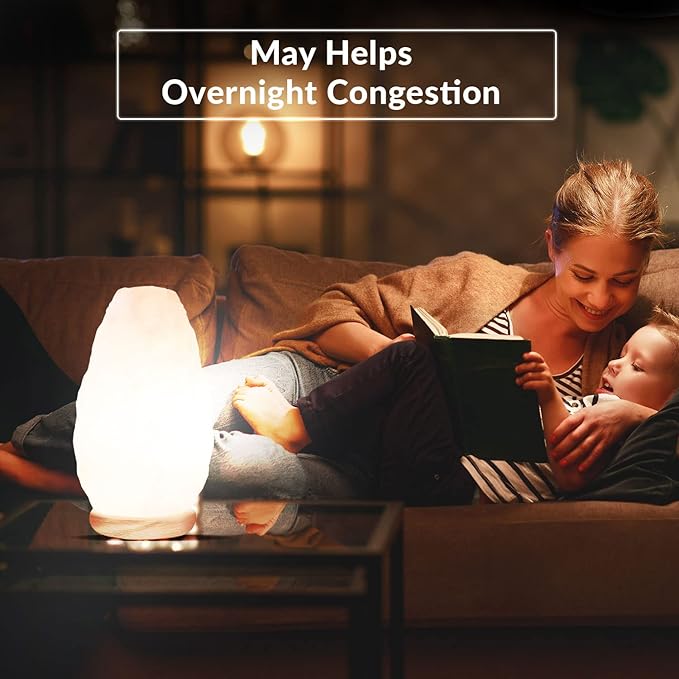 Himalayan Glow White Salt Crystal Lamp, Natural Salt Night Light, Hand Crafted Salt Lamps with Neem Wooden Base, Salts Lamp Bulb,(ETL Certified) Touch Dimmer Switch | 5-7 LBS