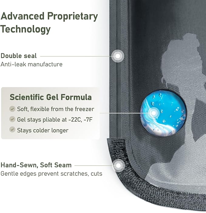 Large Ice Packs for Injuries Reusable - Soft Gel Hot and Cold Packs for Injuries, Hip, Shoulder, Back Pain Relief - 11.5" x 14.5" - Grey