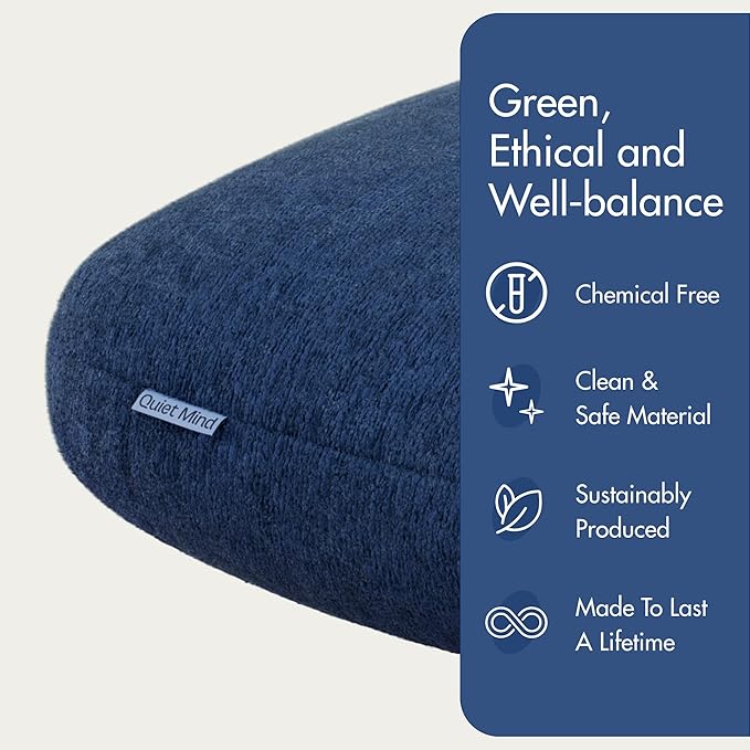 Quiet Mind Weighted Pillow for Adults 9 Lbs - Get Better Sleep - Sustainably Made and Chemical Free - Machine Washable (Medium, Blueberry)