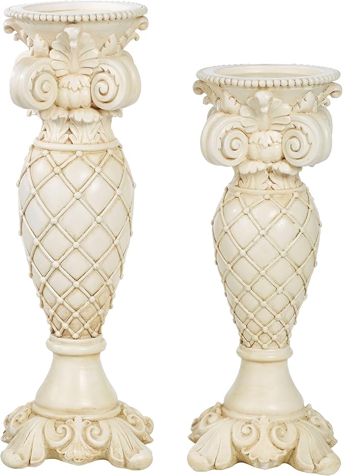 Corinthia Classical Style Candleholder Set of Two Antique Ivory Set of 2