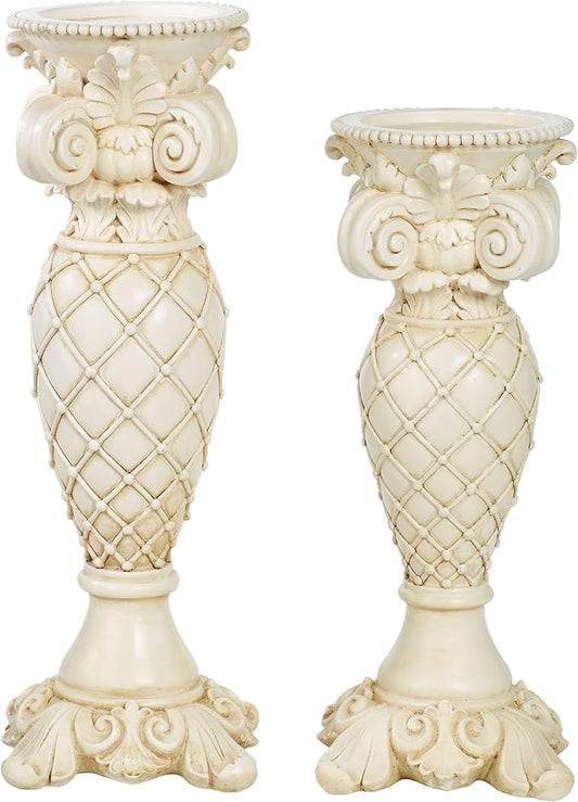 Corinthia Classical Style Candleholder Set of Two Antique Ivory Set of 2