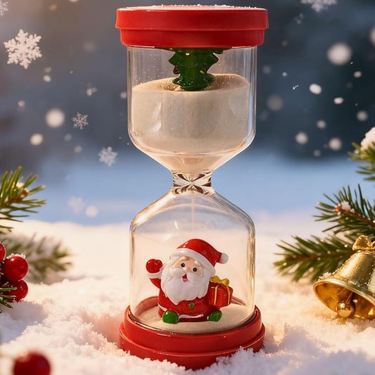 30 Minute Hourglass,Plastic Hourglass Timer in Red with Xmas Tree,Santa,Hour Glass with Sand,Sand Timer for Students,Games,Classroom,Kitchen,Office,Desk Decor