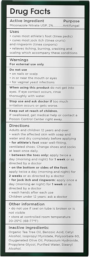 Foot Cream with Tea Tree Oil | Antifungal Cream to Soothes Cracked Heels, Dry Skin & Itchy Feet | Helps with Athlete’s Foot, Nail Fungus & Jock Itch | Relieves Itching & Burning | 4.05 fl oz