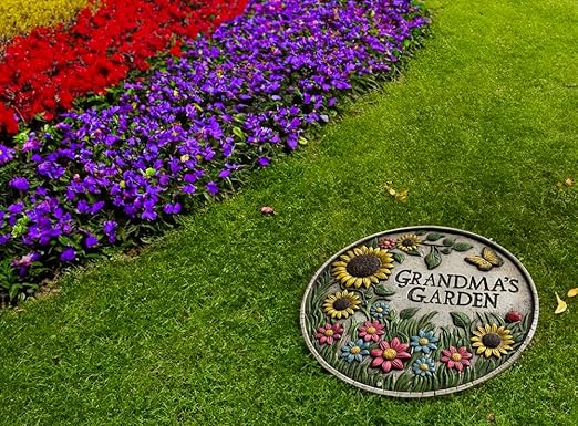 VEOJEIN Grandma's Garden Stepping Stone 9.45’ Durable Garden Décor with 3D Hand-Painted Sunflower Design – Gift for Grandma, Mom, Wife, Mother’s Day, Christmas, Birthdays