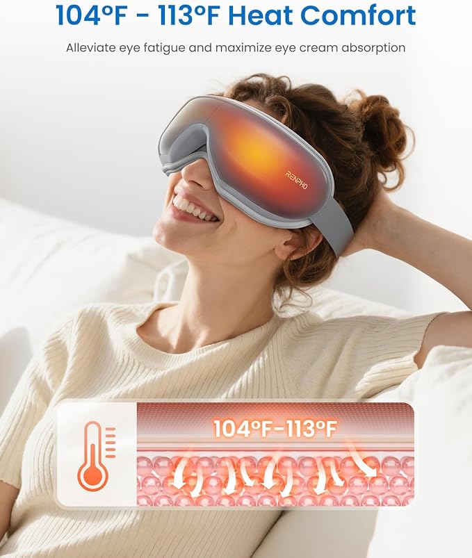 RENPHO Eyeris 1 Eye Massager with Heat, Eye Mask for Migraine, Smart Sleep Mask for Dry Eyes Relax, Reduce Strain for Mom Dad Women Men Her Him