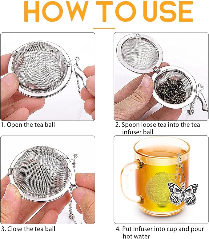 2 Pack Tea Infuser - Gothic Loose Leaf Tea Steeper with Black Raven & Skull Butterfly Charm, 304 Stainless Steel, Perfect Spooky Tea Gift