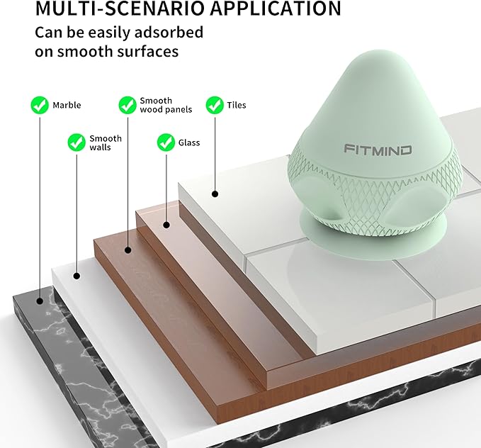 Mountable Self-Massage Ball Handfree with Suction Cup,Deep Tissue Back Sore Muscle Knot Massager,Myofascial Release,Manual Massage Balls, Foot Plantar Fasciitis, Back Stress Relief - Green