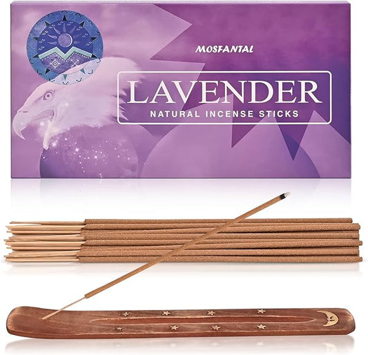 Lavender Incense Sticks - Natural Incense for Relaxation, Meditation and Creating a Serene Atmosphere(100 Sticks & 1 Burner Holder)