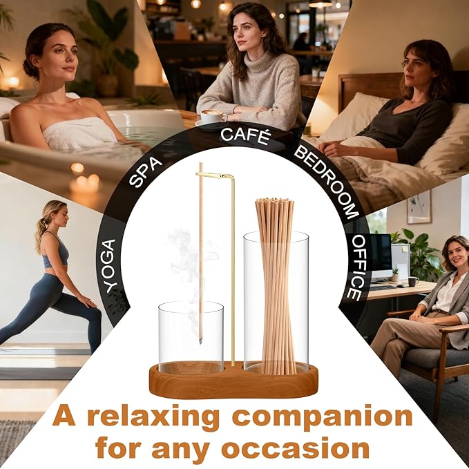 Incense Holder, 3-in-1 Incense Holder for Incense Sticks and Cones, with Extra-Large Ash Collector, Ash-Proof Incense Burner with Brush, Suitable for Meditation, Yoga, Spa and Home Decoration