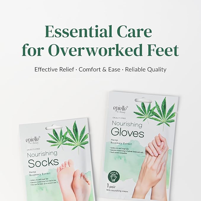 Epielle Nourishing Foot Mask 6 Pairs, Deep Moisturizing Socks for Dry, Cracked Feet, Self Care Gifts for Women, Spa Kit, Stocking Stuffers, Thanksgiving Essentials