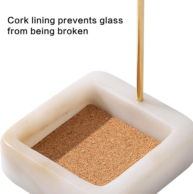 Incense Holder, Unique Marble Incense Stick Holder, 100% Anti-Ash Flying, Brass Incense Holder for Sticks, Incense Burner Holder for Meditation Yoga (White)