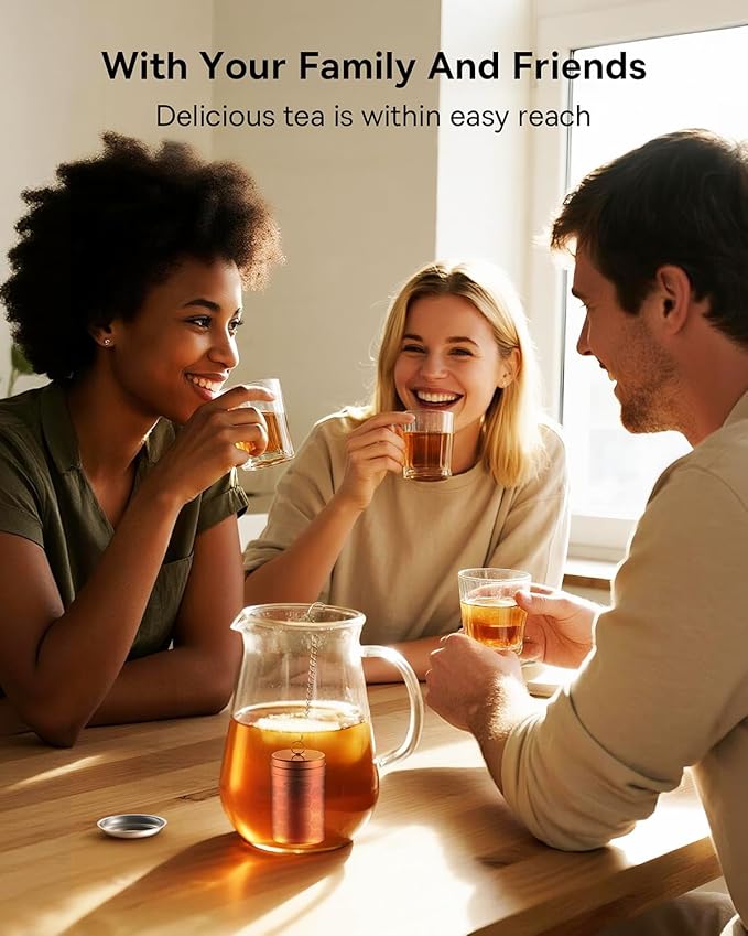 House Again Tea Infusers, Extra Fine Mesh Tea Strainers for Loose Tea, Updated Slim Threaded Lid & 304 Stainless Steel, Filter Bags Diffusers, Loose Leaf Tea Steeper for Brew Tea Spices & Seasonings