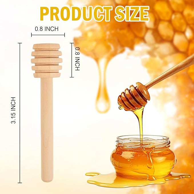 25 PCS Wooden Honey Dipper Sticks, 3 Inch Honey Sticks Mini Honeycomb Sticks, Small Mini Honey Dipper Bulk for Baby Shower Wedding Bee Themed Party Favors Gift