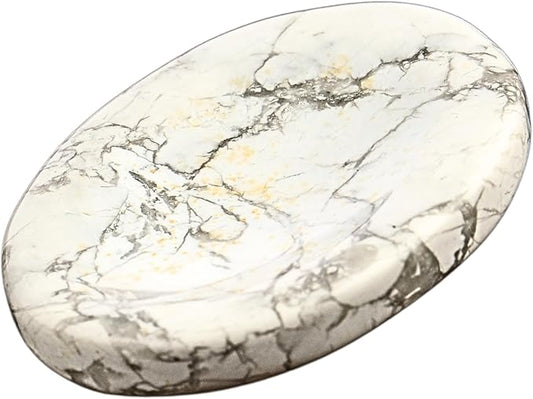 Howlite Worry Stone – Crystal Thumb Worry Stones for Anguish, Stress – Relaxing and Soothing Balance Stones for Meditation, Stress Relief – Healing Stones and Crystals for Men and Women