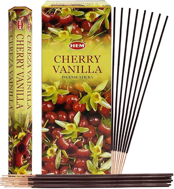 Cherry Vanilla Incense Sticks and Incense Stick Holder Bundle Insence Insense Hem Incense Sticks