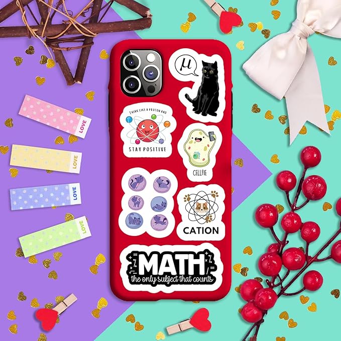 BulbaCraft 100Pcs Science Stickers for Students - Science Class Room Decor, Waterproof Vinyl Decals, Gifts for Women & Men