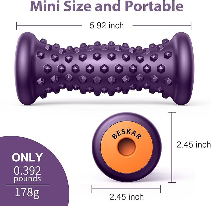 BESKAR Foot Massage Roller for Relief Plantar Fasciitis, Foot Reflexology Tool Pressure Point Massage Roller, Deep Tissue Massage for Relieving Feet Arch Heel Pain, Myofascial Pain Syndrome